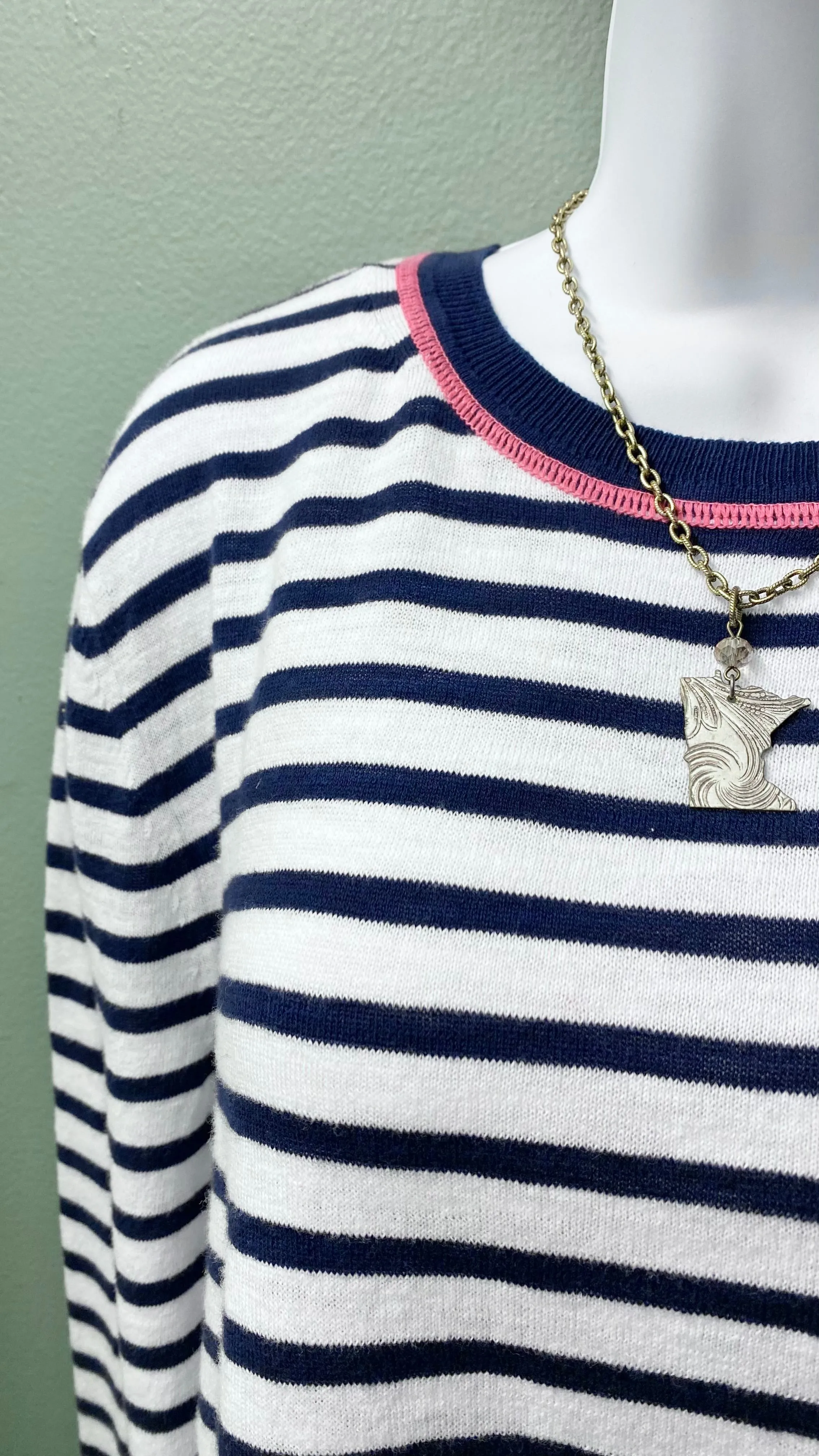 * Charlie B Crew Neck Anchor-Detailed Top