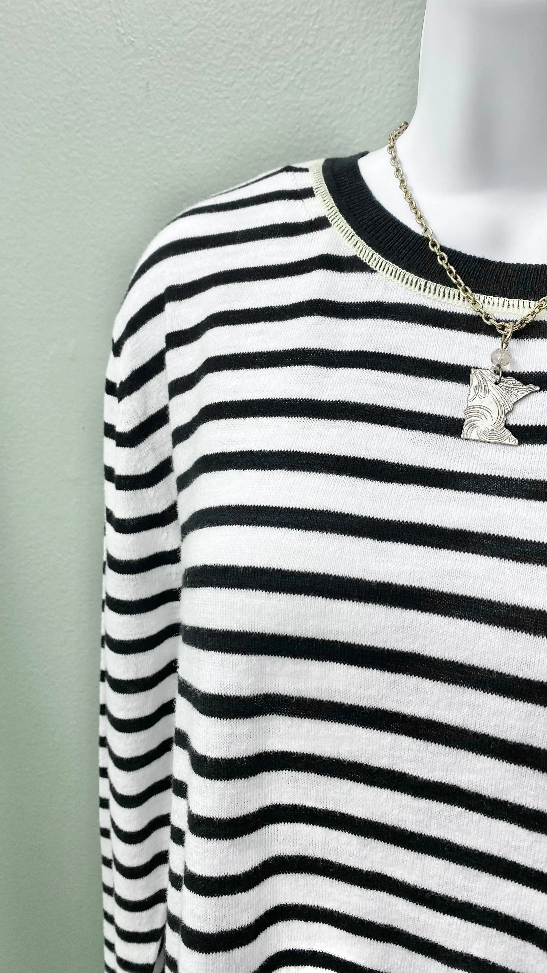 * Charlie B Crew Neck Anchor-Detailed Top