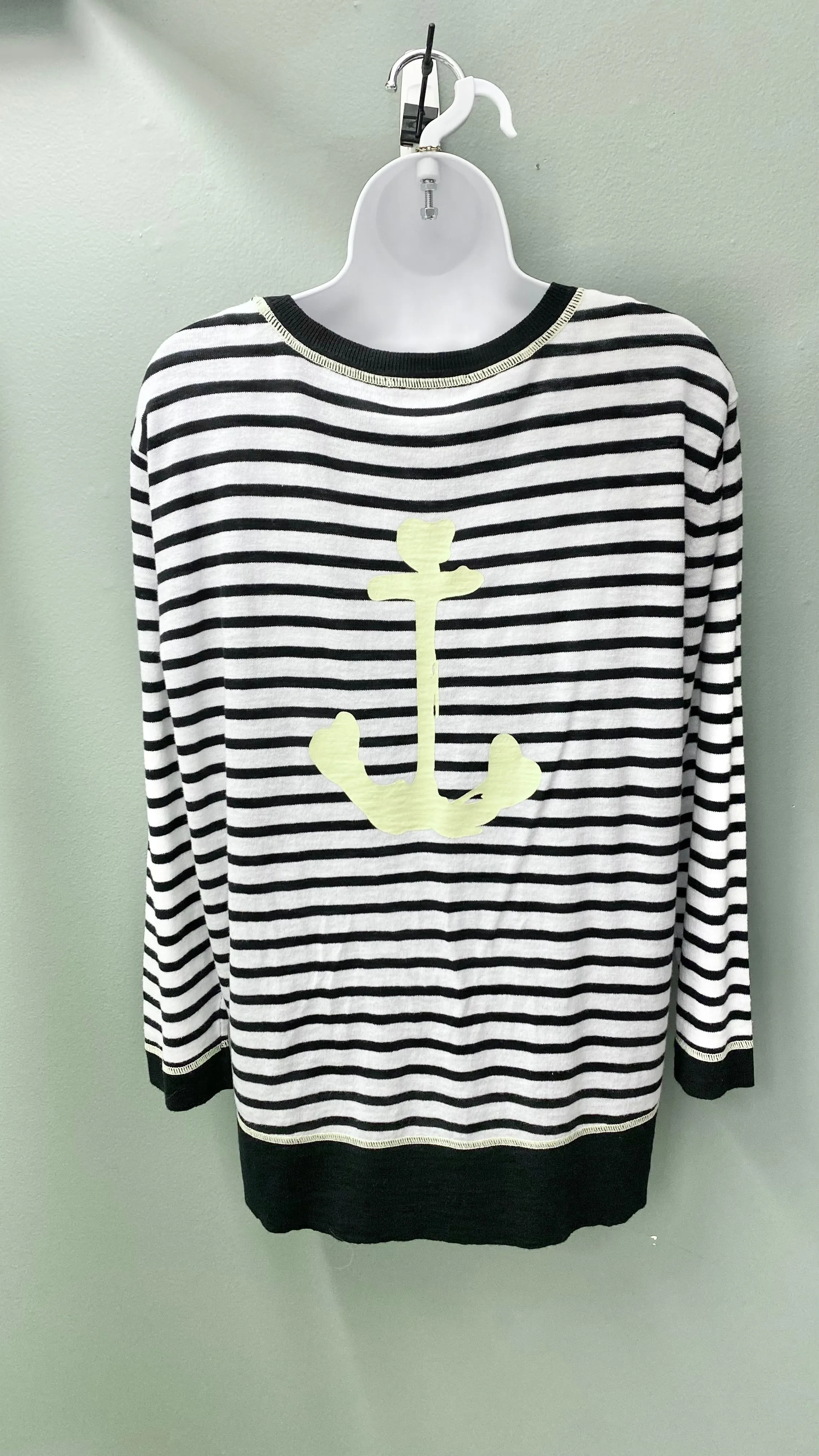 * Charlie B Crew Neck Anchor-Detailed Top