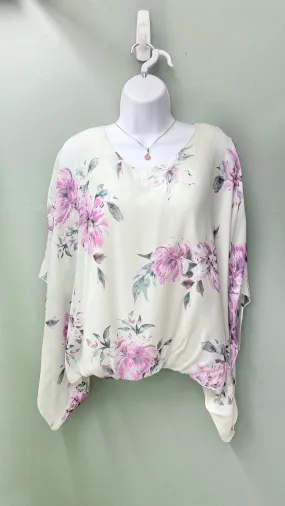 * Karen Kane Butterfly Sleeve Floral Top