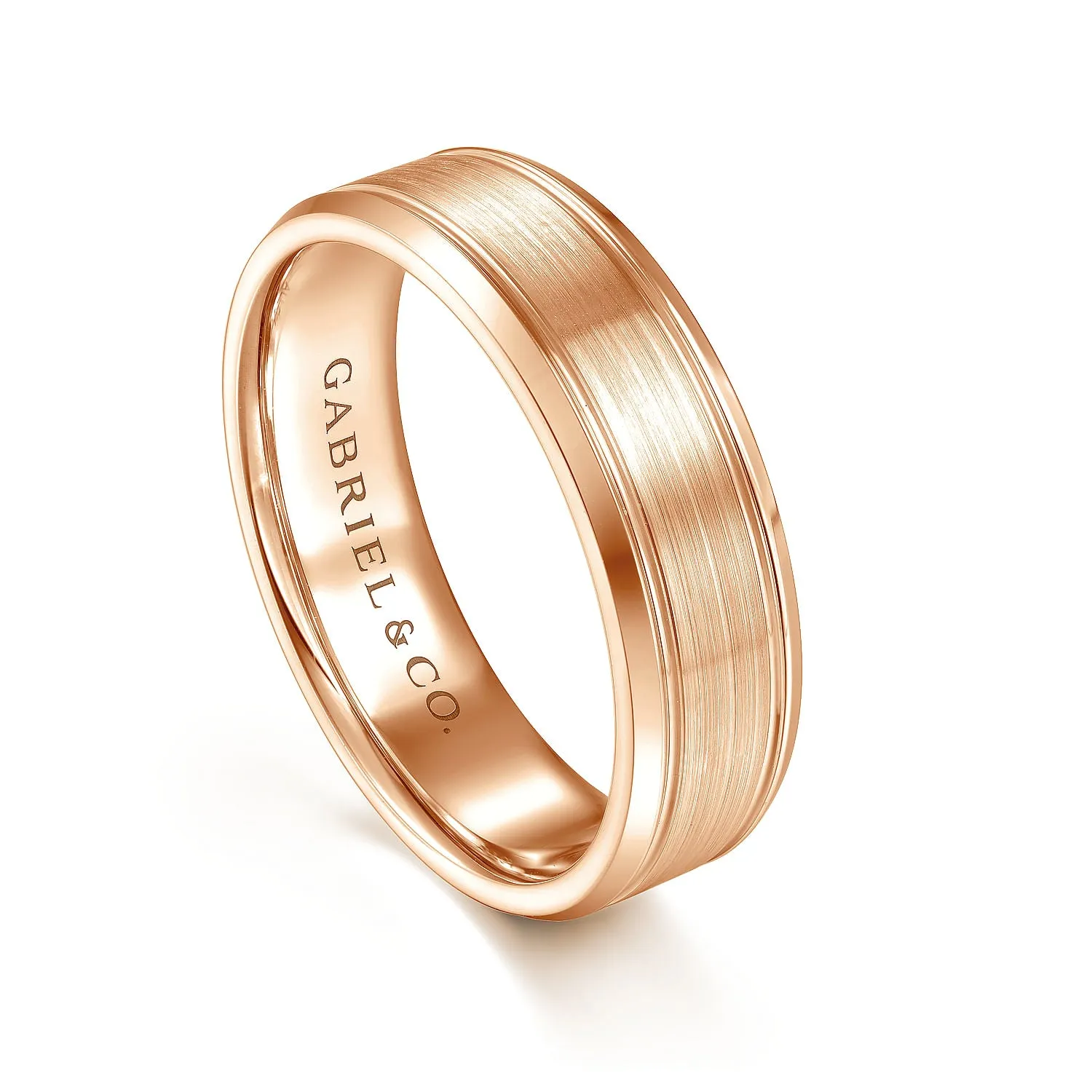 14K Rose Gold 6mm - Men's Wedding Band in Satin Finish