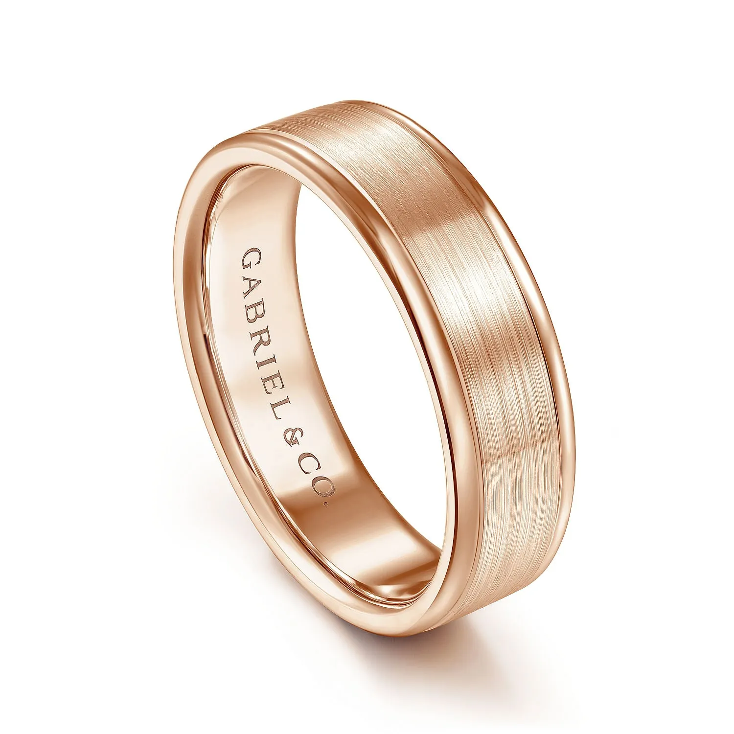 14K Rose Gold 6mm - Men's Wedding Band in Satin Finish