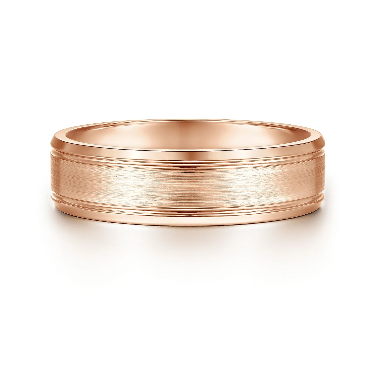 14K Rose Gold 6mm - Men's Wedding Band in Satin Finish