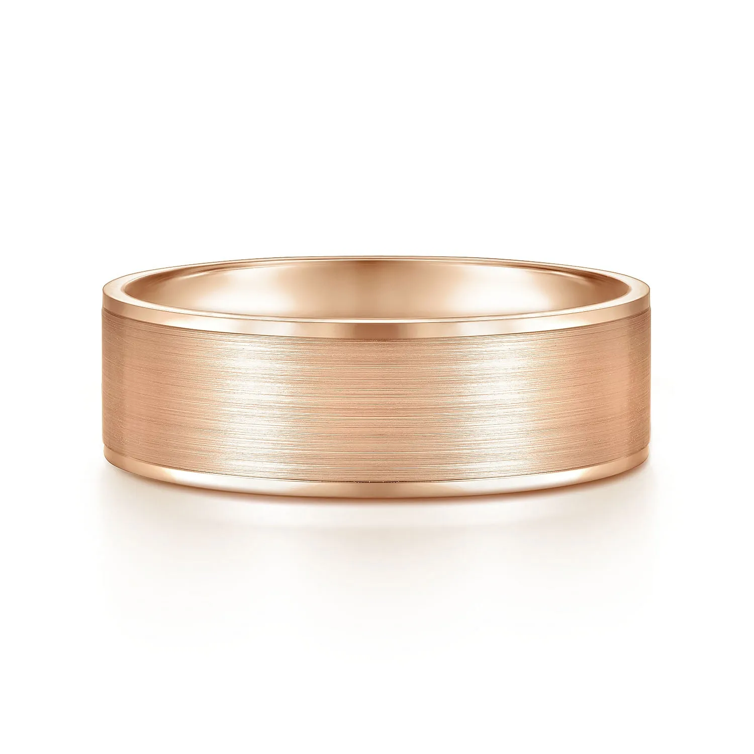 14K Rose Gold 7mm - Men's Wedding Band in Satin Finish