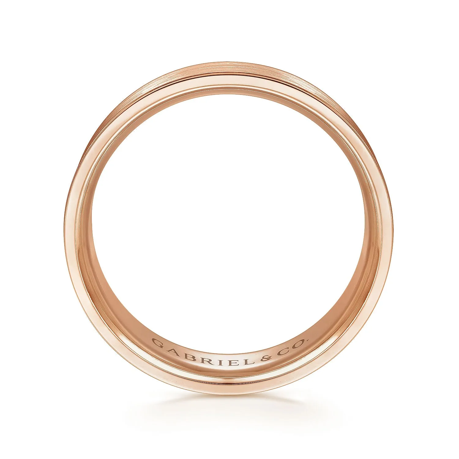 14K Rose Gold 7mm - Men's Wedding Band in Satin Finish