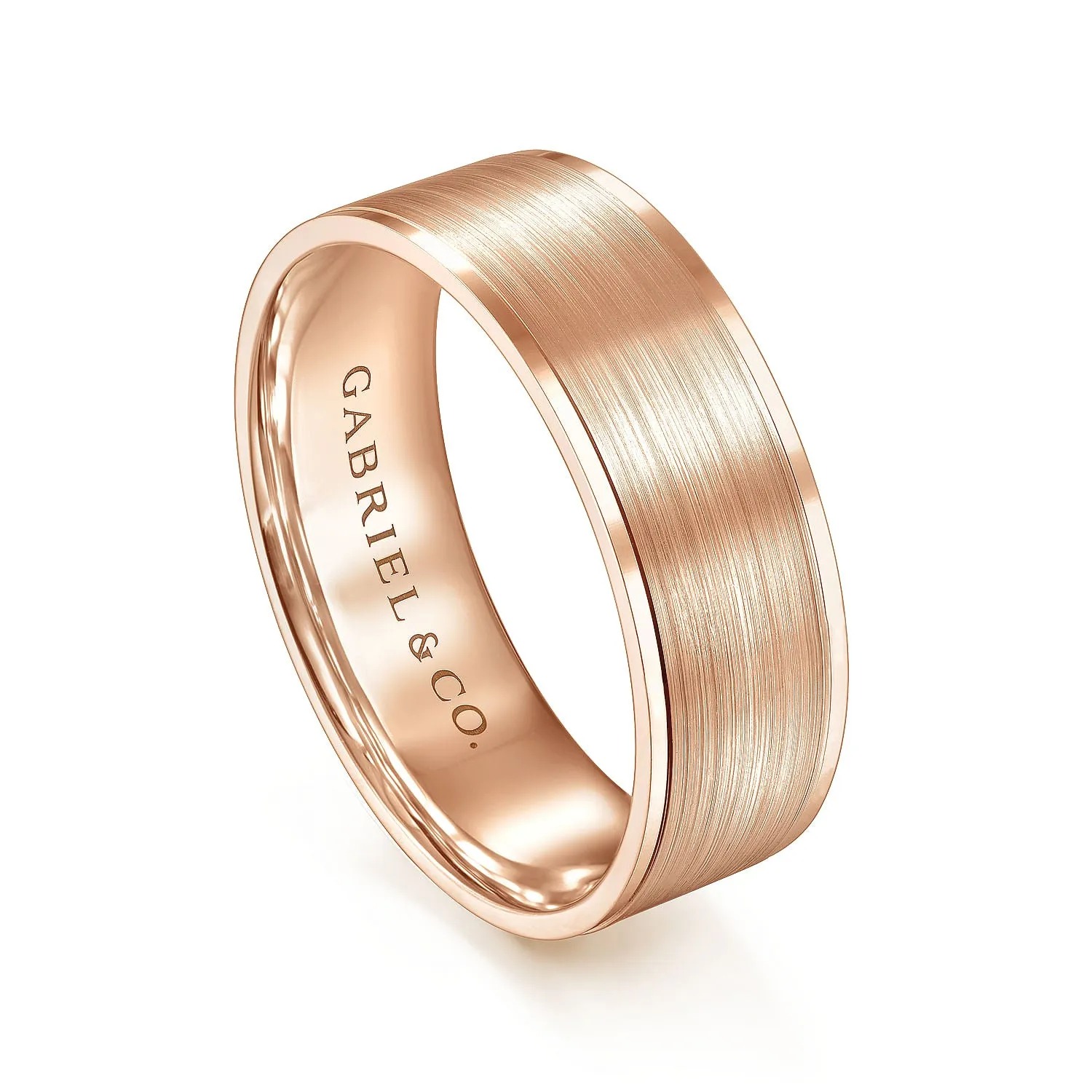 14K Rose Gold 7mm - Men's Wedding Band in Satin Finish