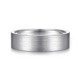 14K White Gold 6mm - Flat Men's Wedding Band in Satin Finish