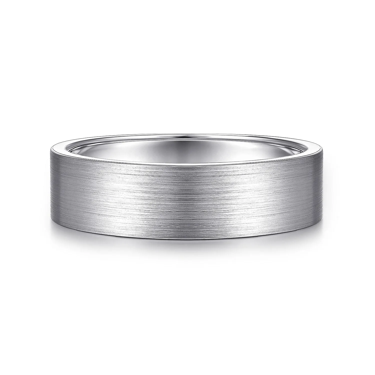 14K White Gold 6mm - Flat Men's Wedding Band in Satin Finish