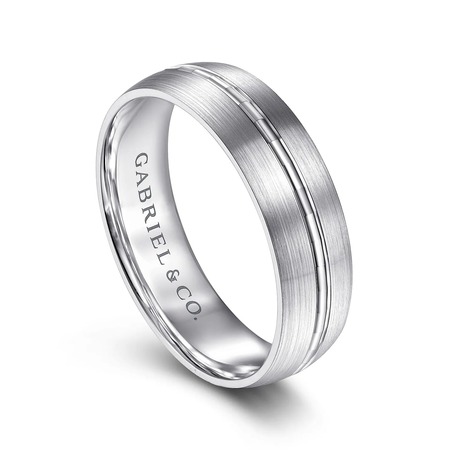 14K White Gold 6mm - Men's Wedding Band in Satin Finish