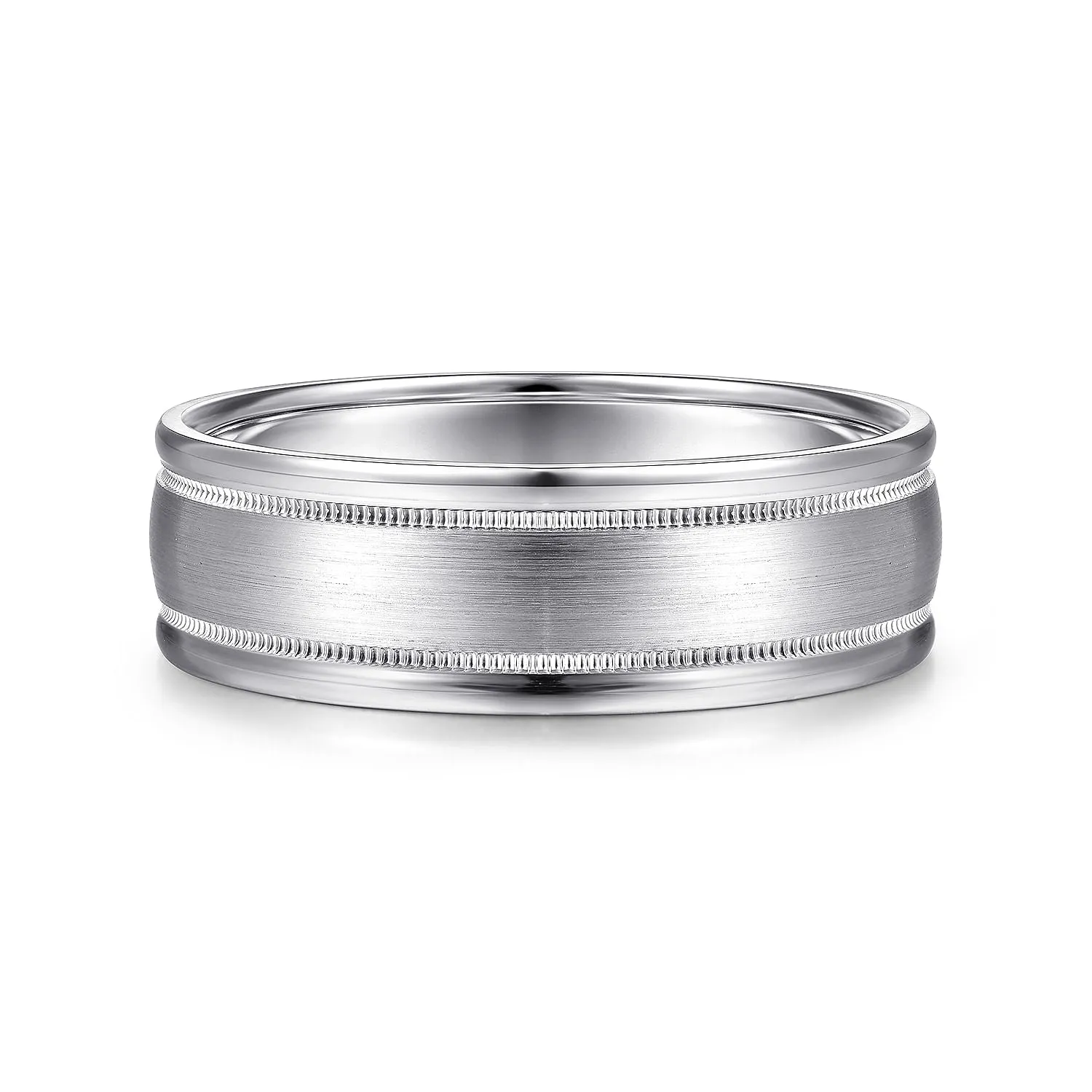 14K White Gold 7mm - Men's Wedding Band in Satin Finish