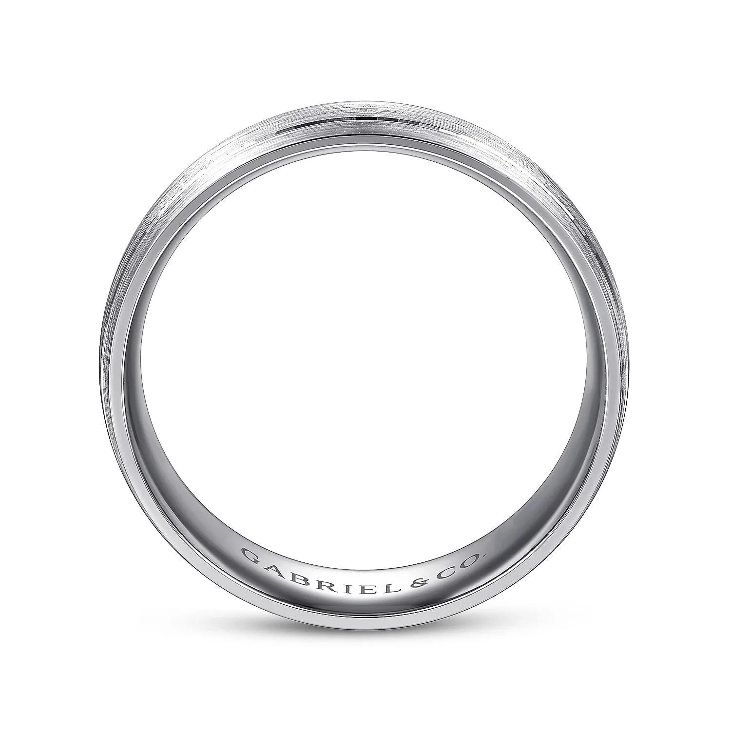 14K White Gold 7mm - Men's Wedding Band in Satin Finish