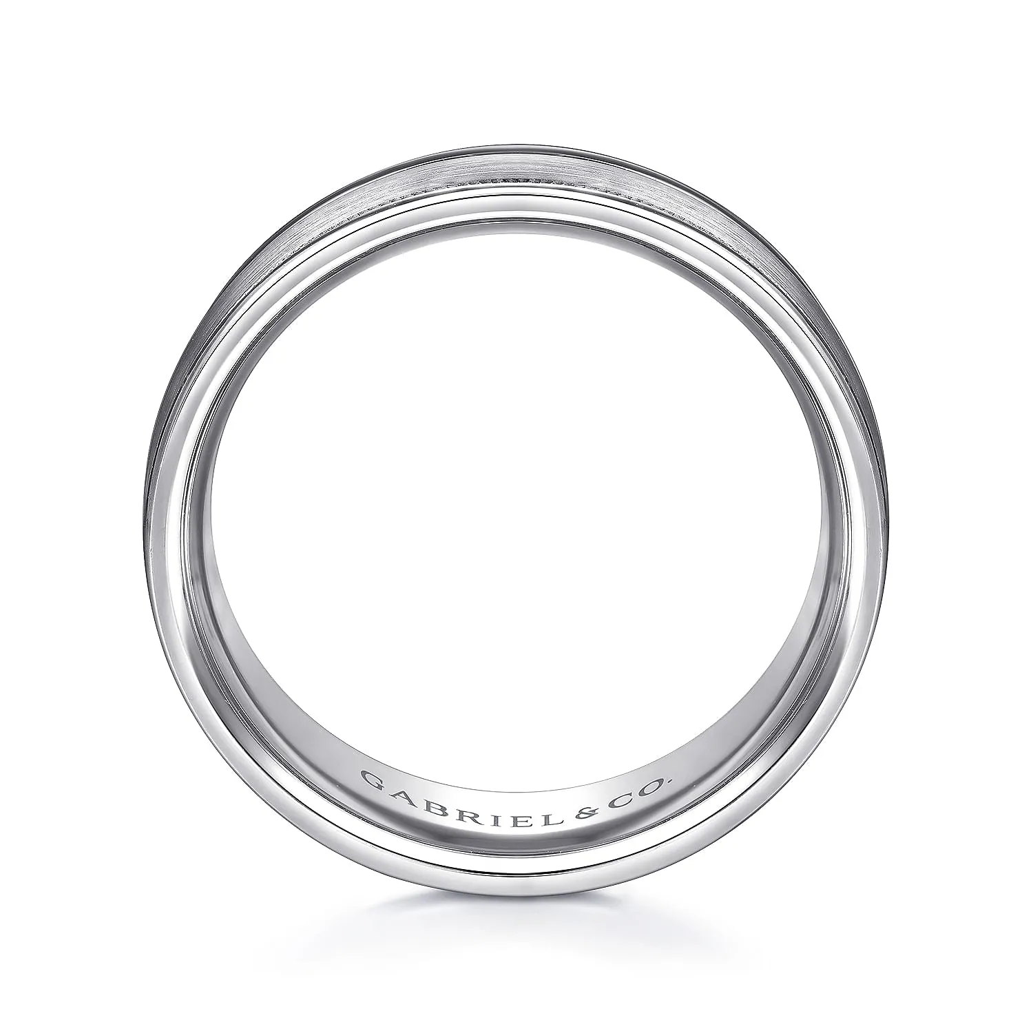 14K White Gold 7mm - Men's Wedding Band in Satin Finish