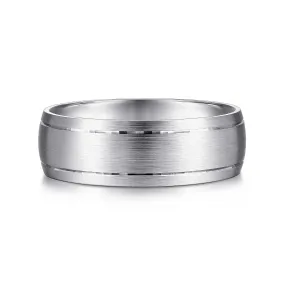 14K White Gold 7mm - Men's Wedding Band in Satin Finish