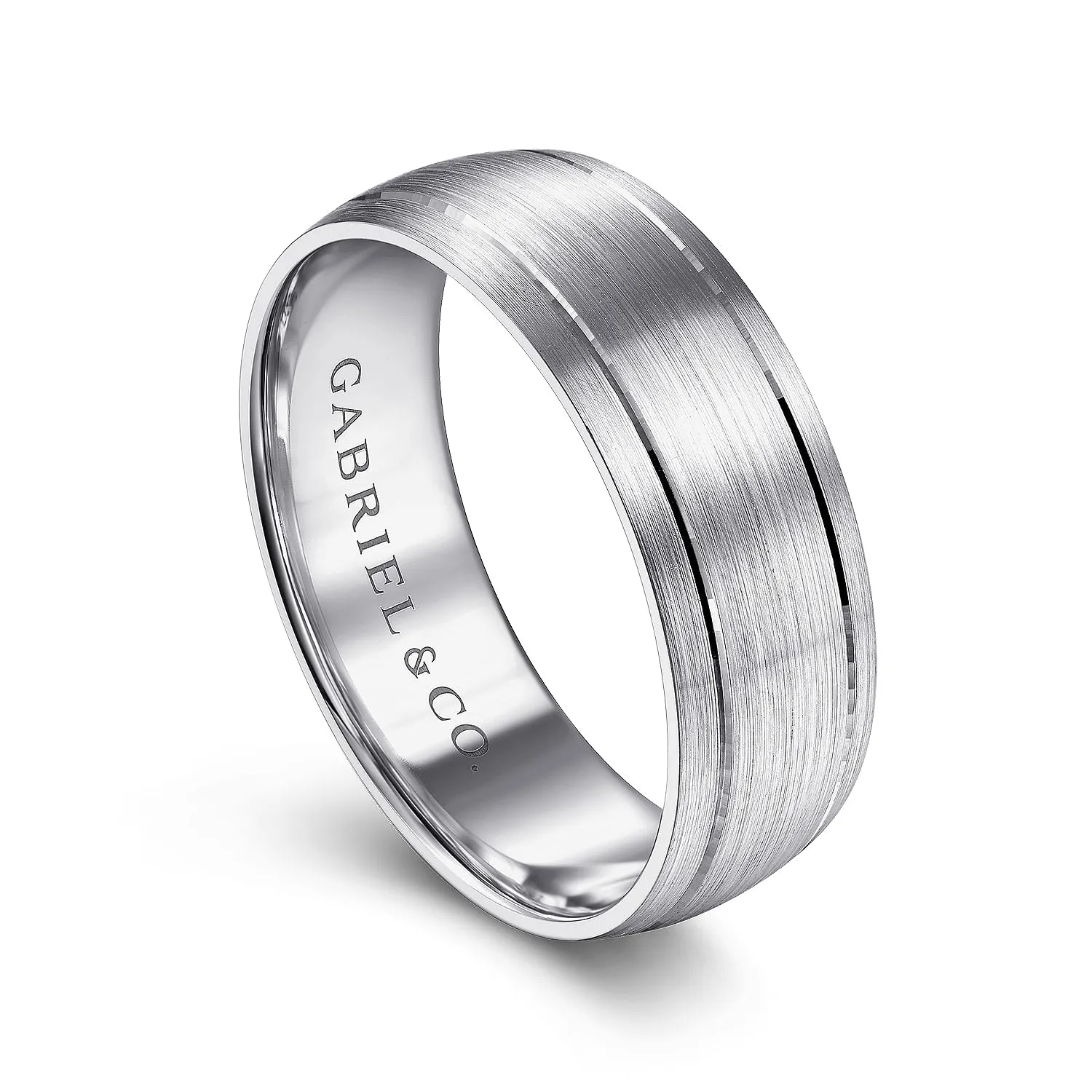 14K White Gold 7mm - Men's Wedding Band in Satin Finish