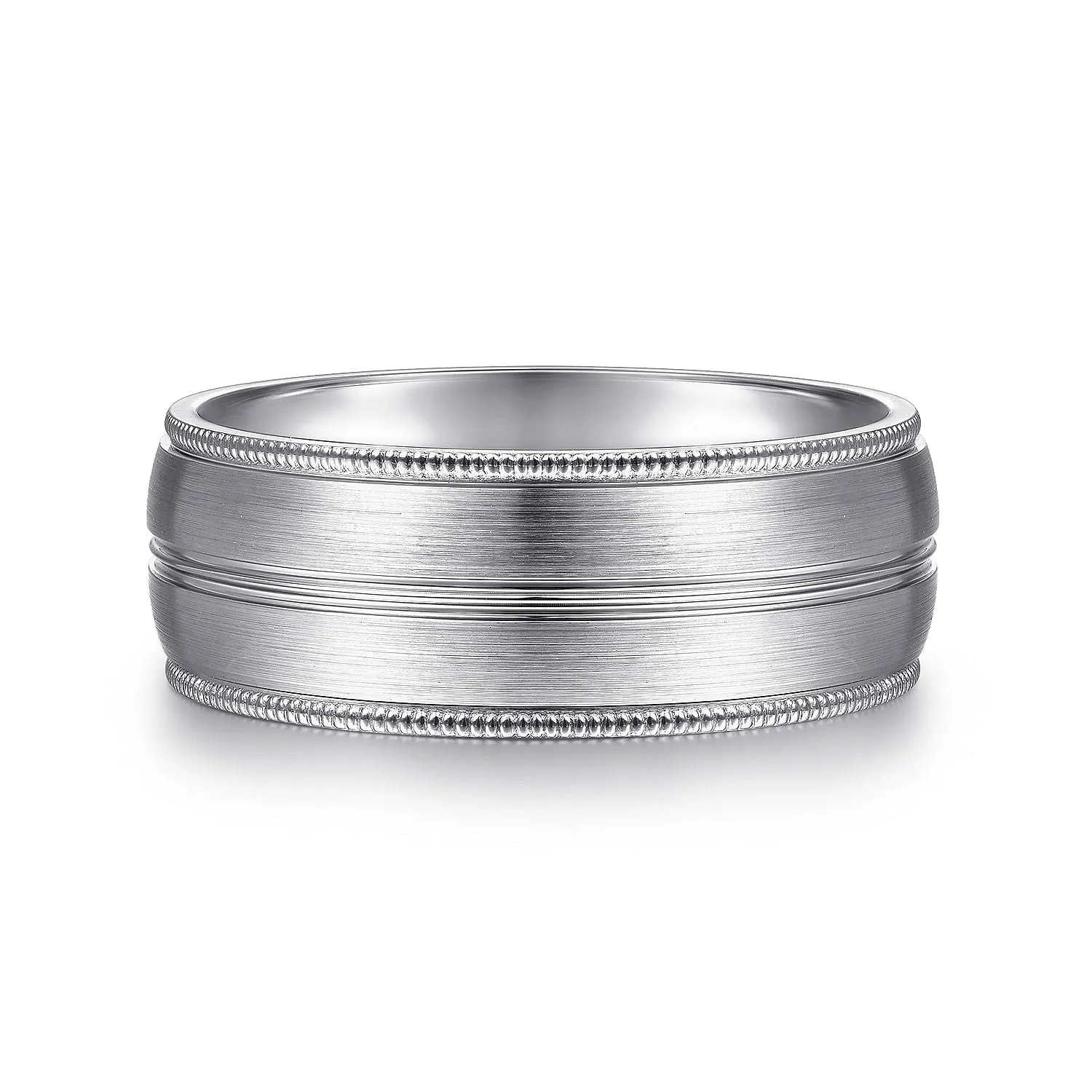 14K White Gold 8mm - Men's Wedding Band in Satin Finish