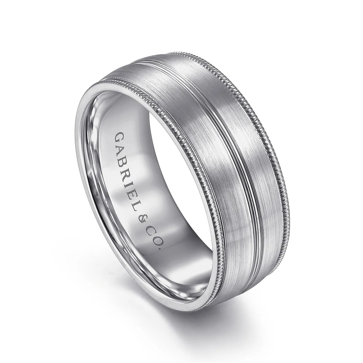 14K White Gold 8mm - Men's Wedding Band in Satin Finish