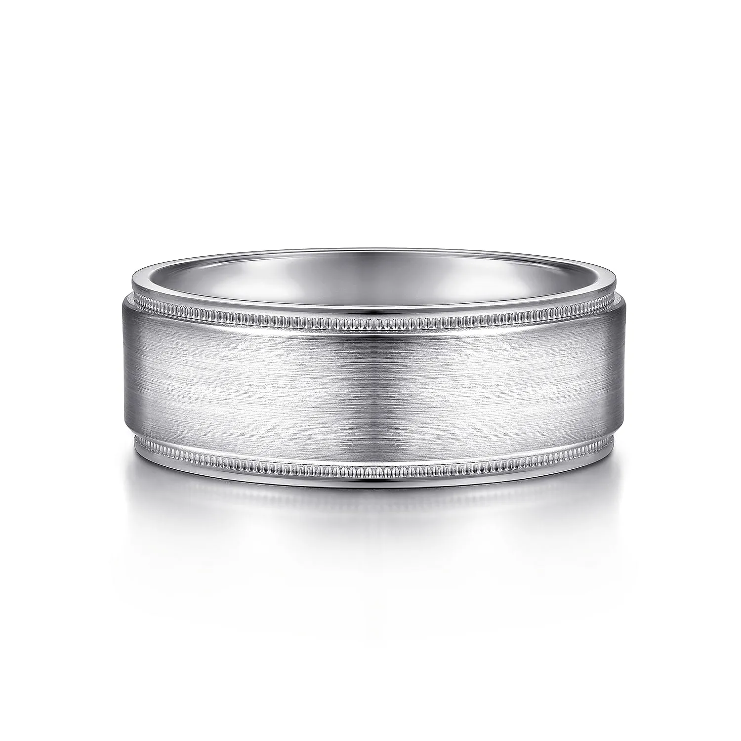 14K White Gold 8mm - Men's Wedding Band in Satin Finish