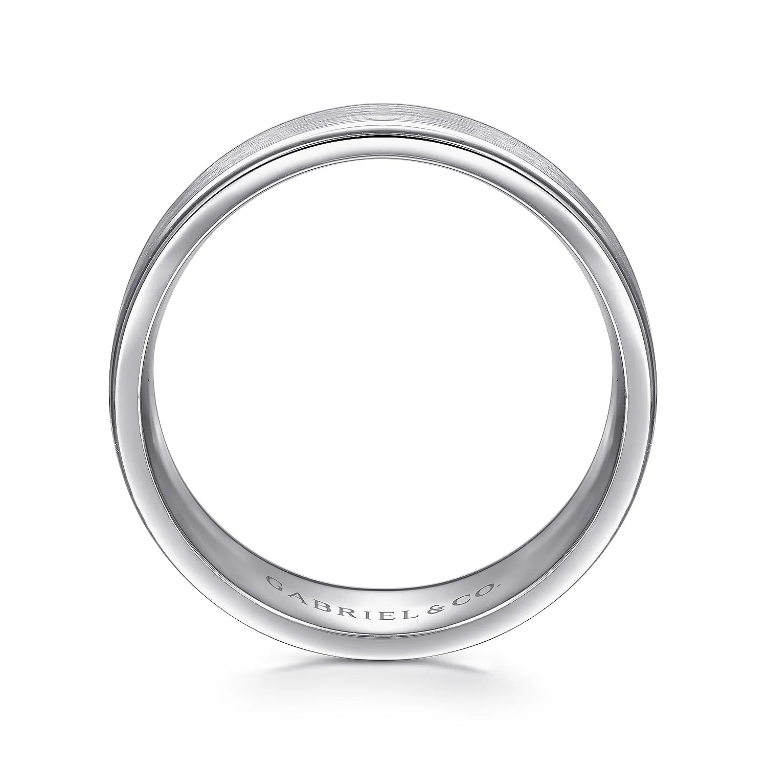 14K White Gold 8mm - Men's Wedding Band in Satin Finish