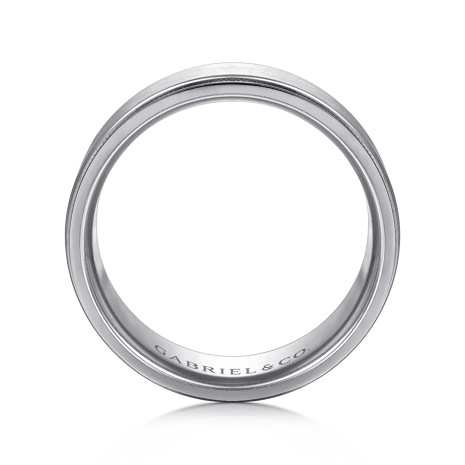 14K White Gold 8mm - Men's Wedding Band in Satin Finish