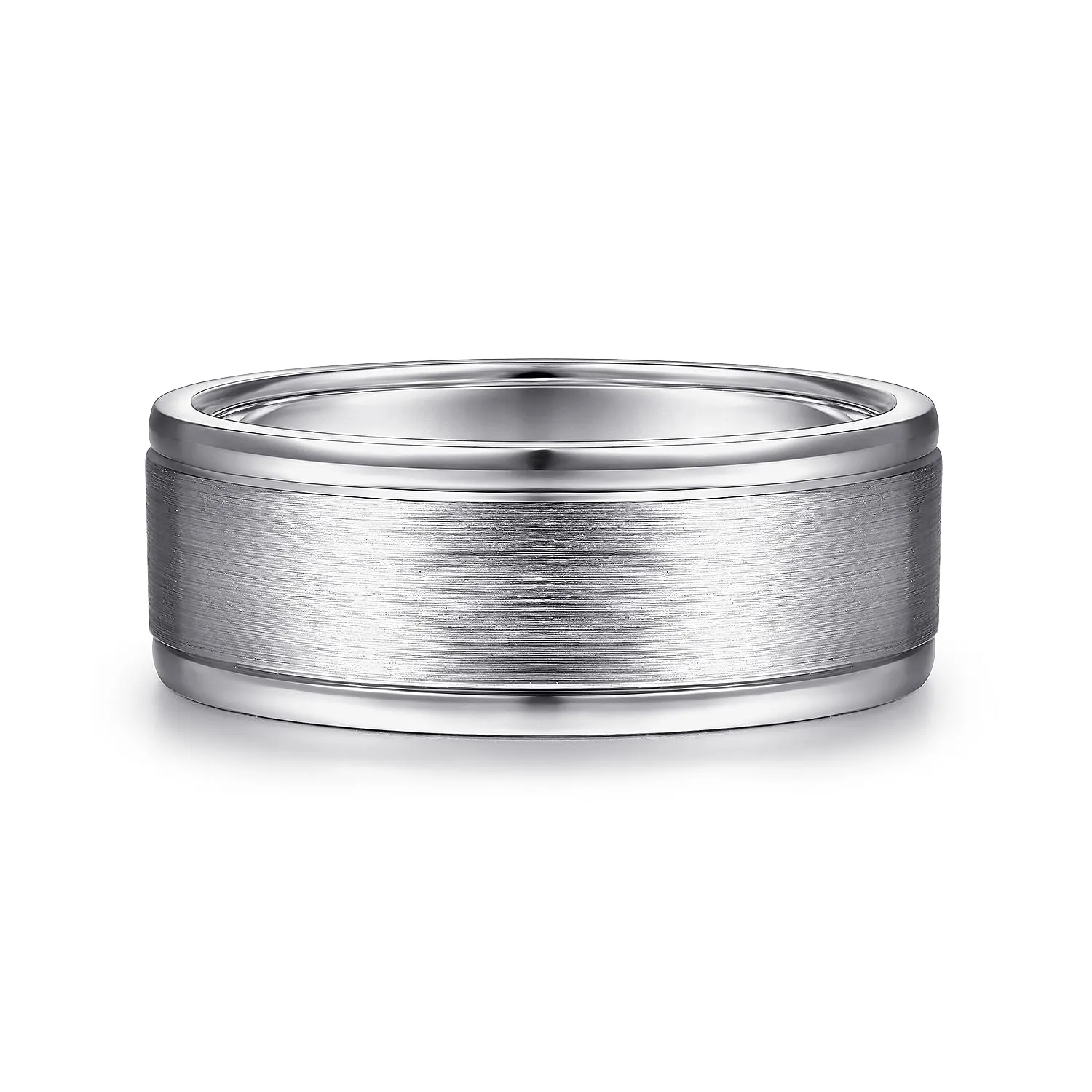 14K White Gold 8mm - Men's Wedding Band in Satin Finish