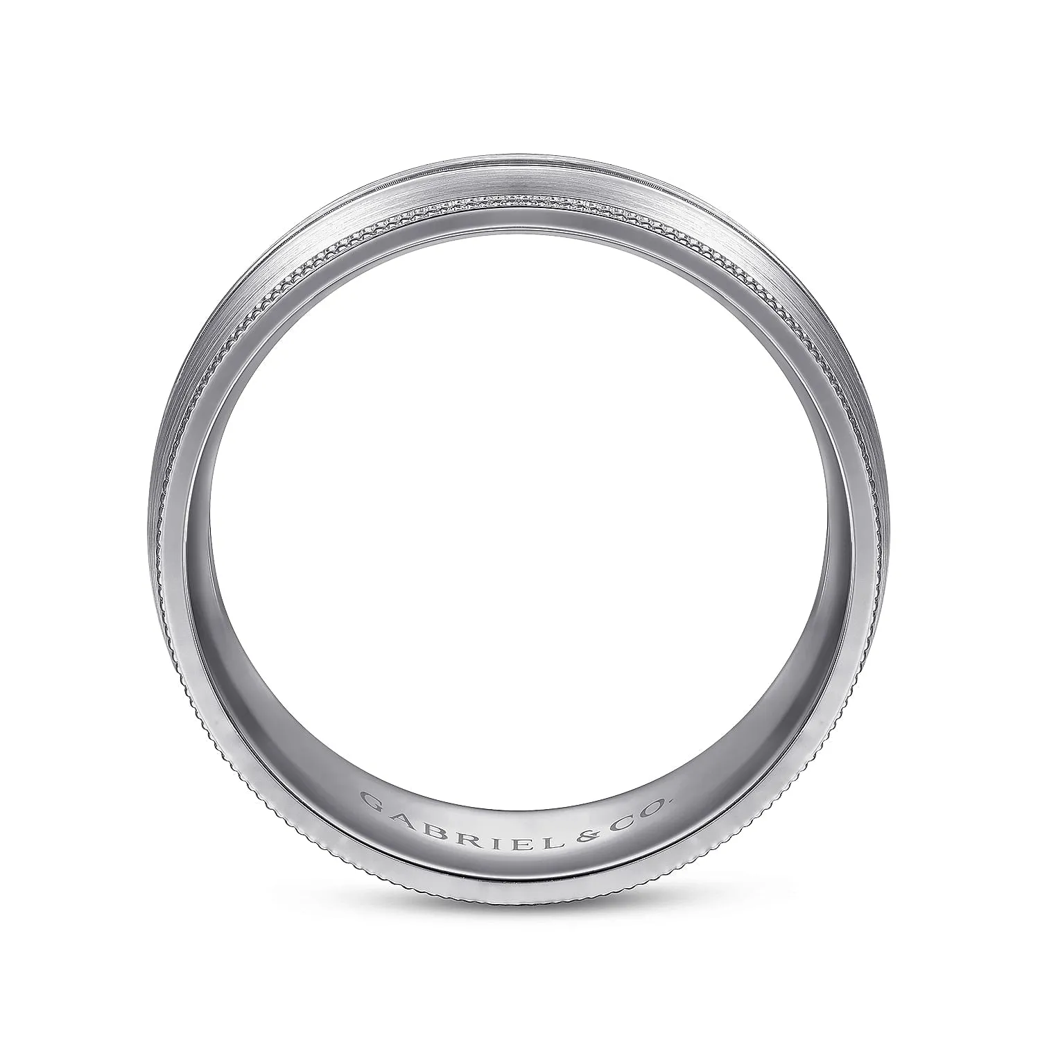 14K White Gold 8mm - Men's Wedding Band in Satin Finish