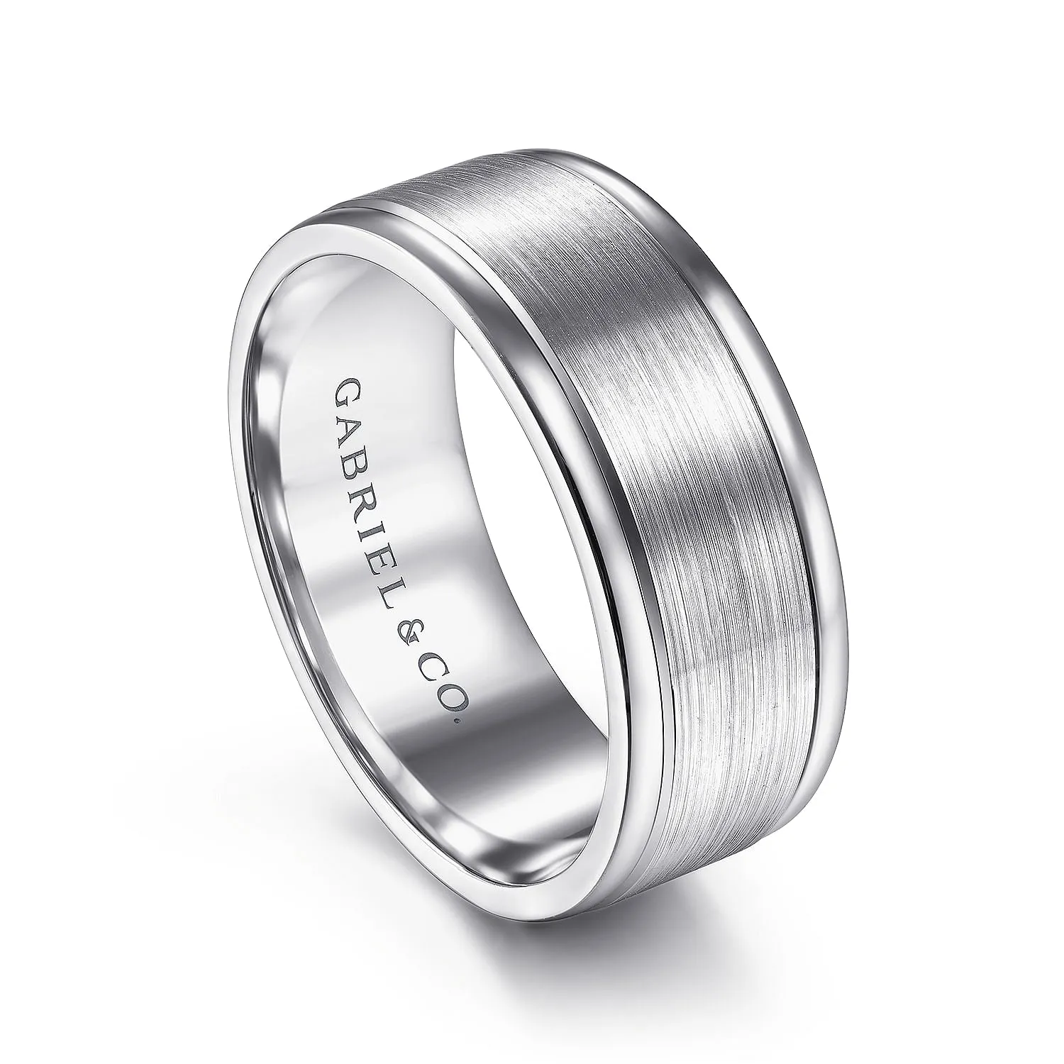 14K White Gold 8mm - Men's Wedding Band in Satin Finish