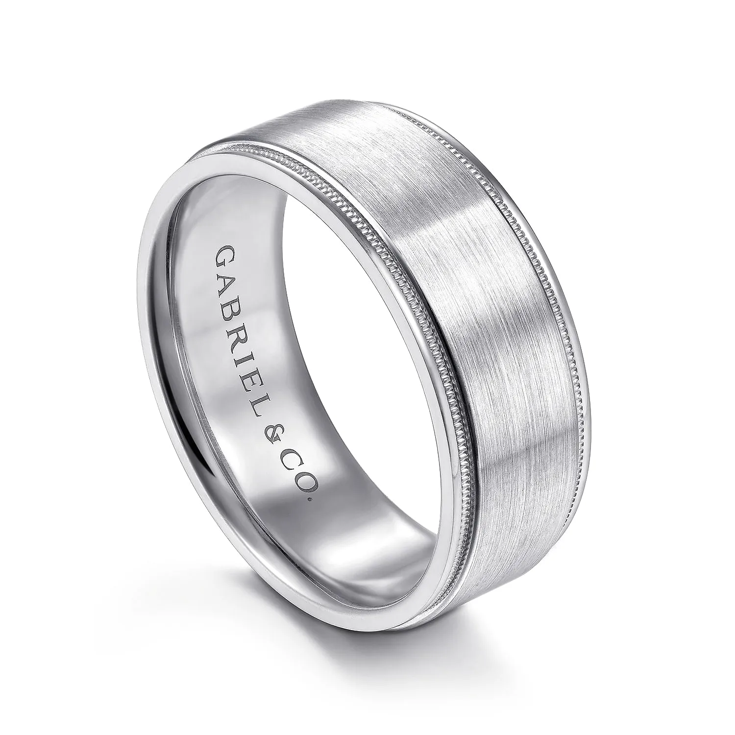 14K White Gold 8mm - Men's Wedding Band in Satin Finish