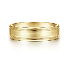 14K Yellow Gold 6mm - Men's Wedding Band in Satin Finish