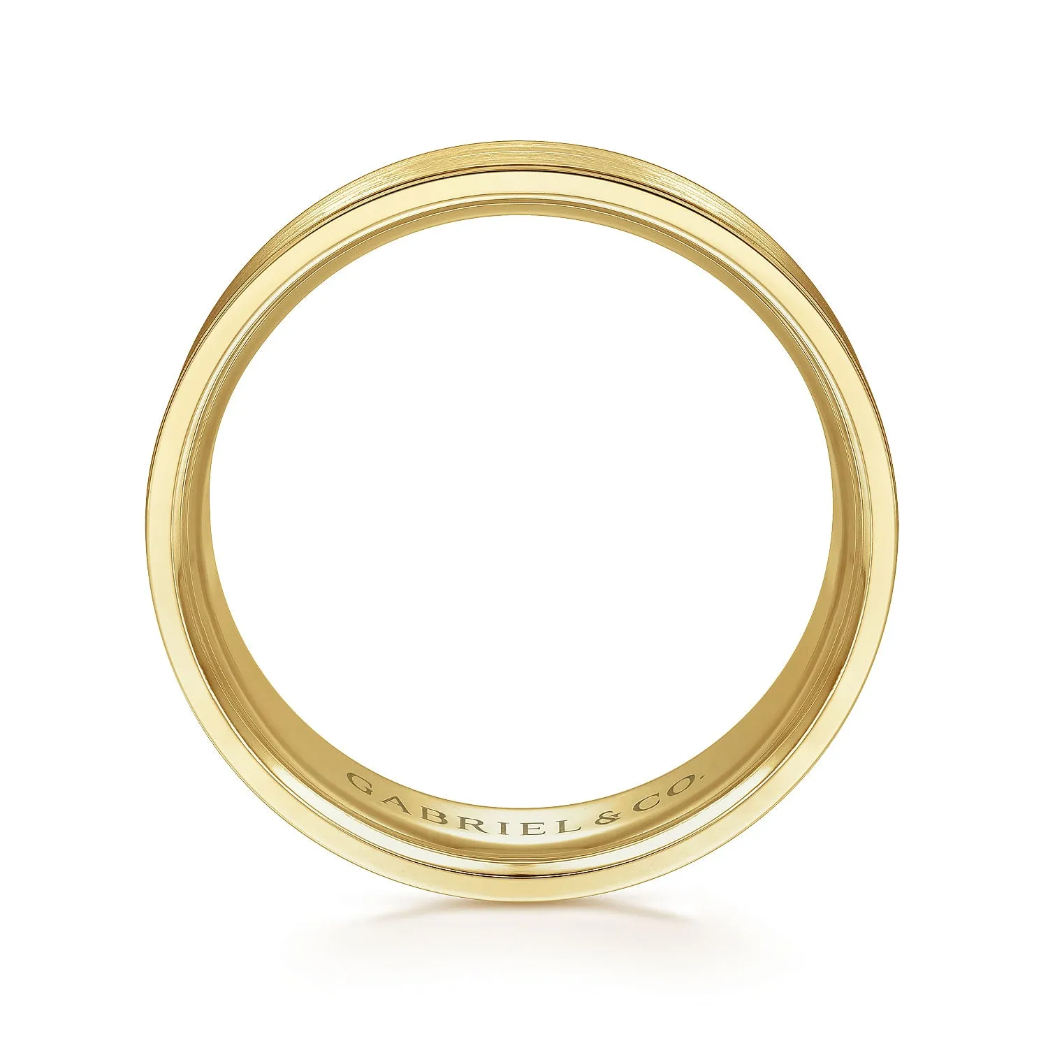 14K Yellow Gold 7mm - Men's Wedding Band in Satin Finish