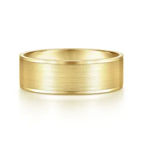 14K Yellow Gold 7mm - Men's Wedding Band in Satin Finish