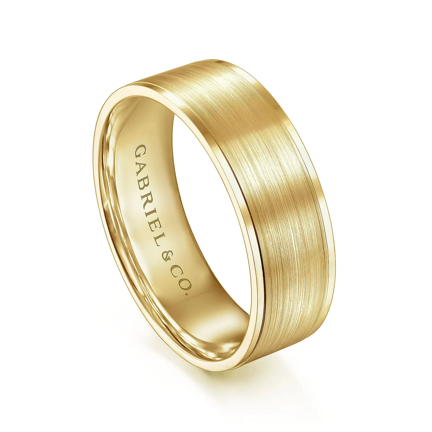 14K Yellow Gold 7mm - Men's Wedding Band in Satin Finish