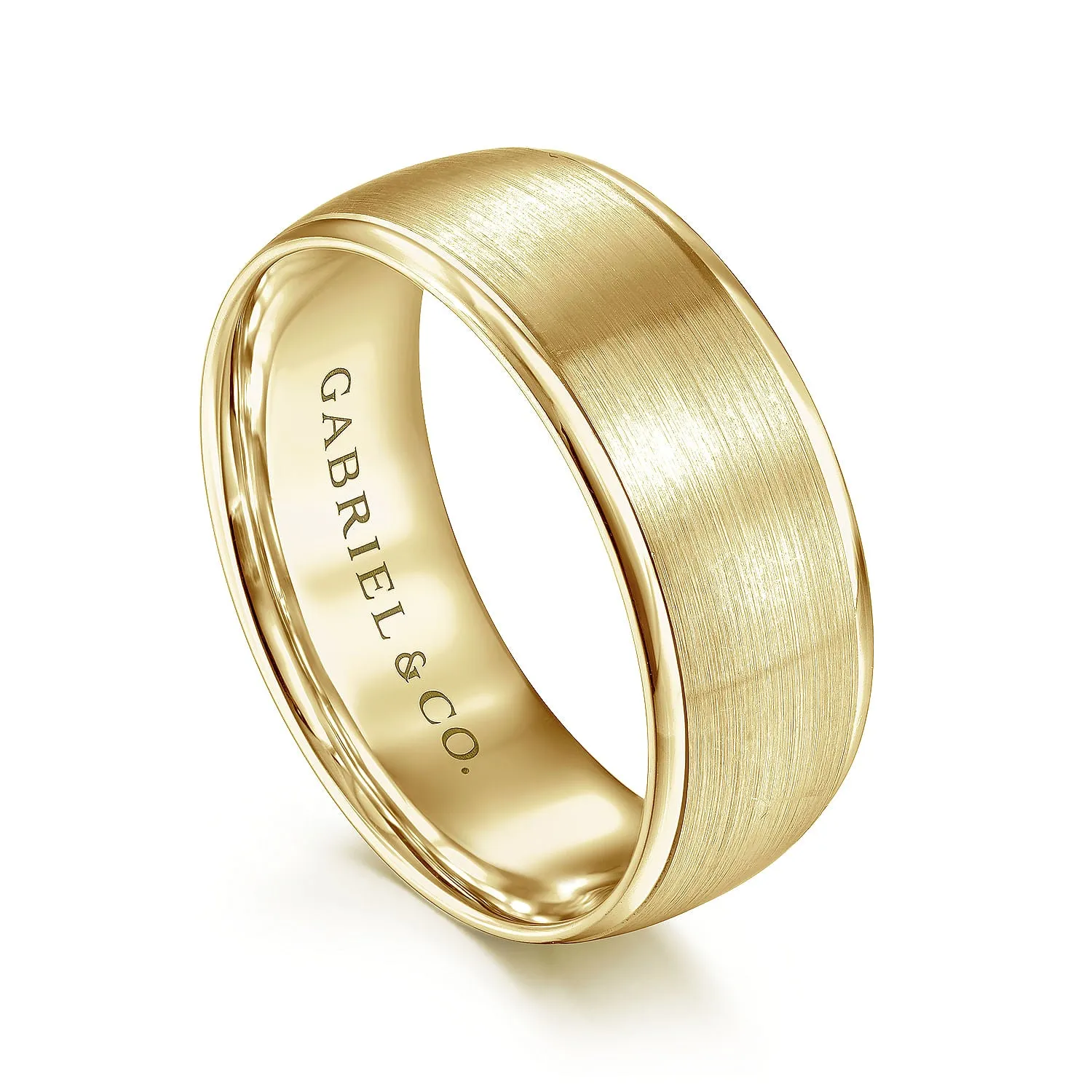 14K Yellow Gold 8mm - Men's Wedding Band in Satin Finish