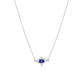 18K White Gold 0.34ct Sapphire Diamond Star Necklace