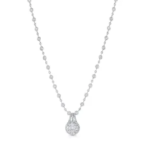 18k White Gold Diamond Station Pendant Necklace