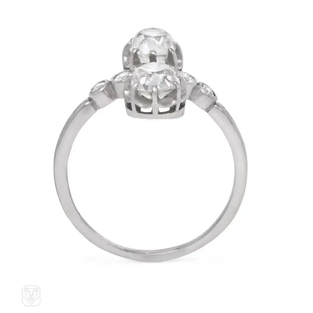 Art Deco vertical two-stone diamond ring