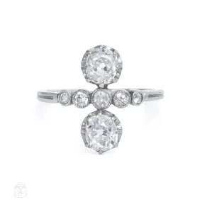 Art Deco vertical two-stone diamond ring