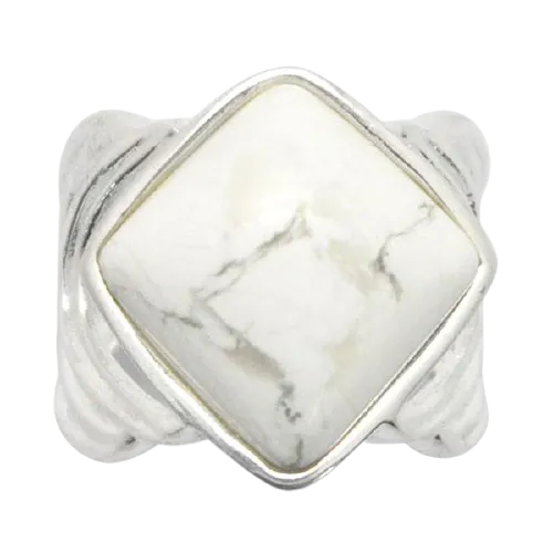 Barse Opening Night Ring-White Howlite