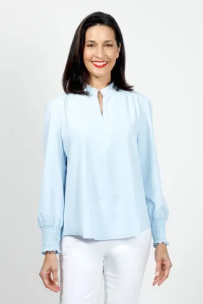 Beau Chemise Ruched Sleeve Popover Blouse