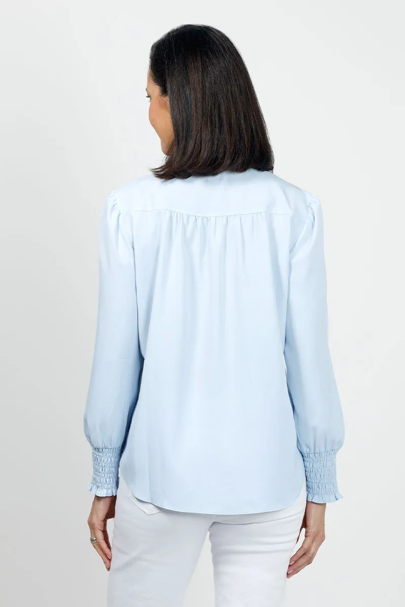 Beau Chemise Ruched Sleeve Popover Blouse