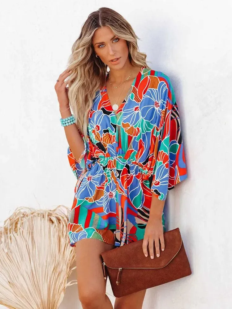 Boho Floral Print Romper