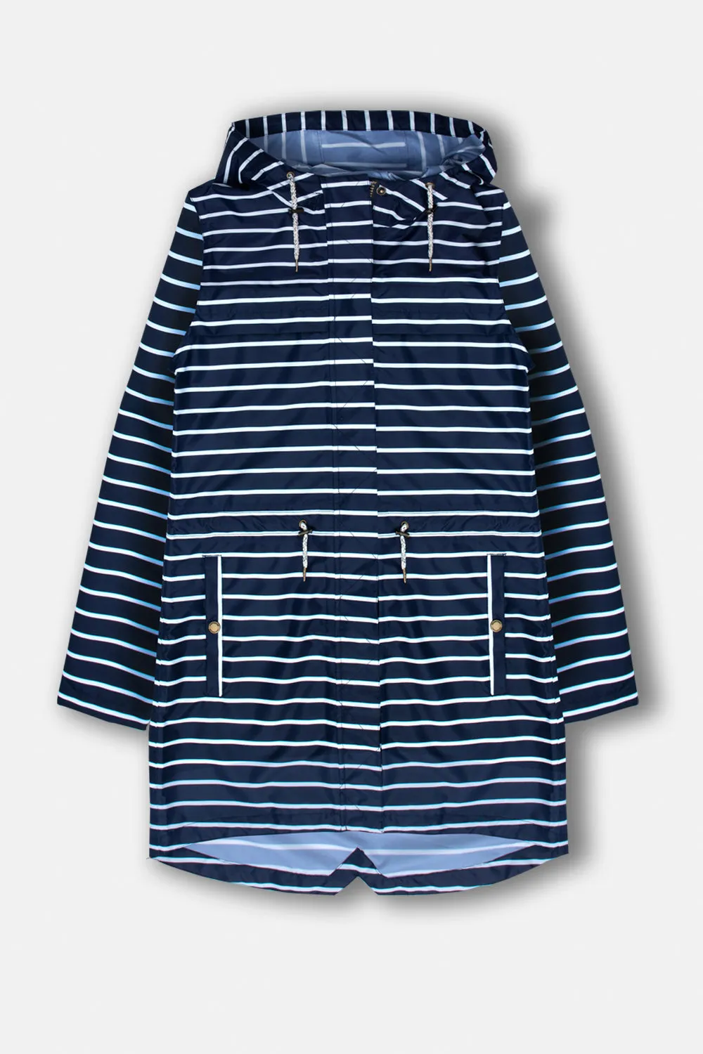 Cara Rain Parka - Navy Stripe