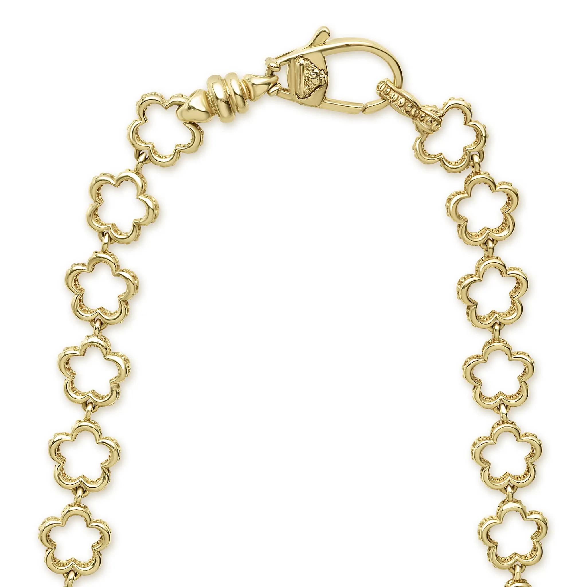 Caviar Gold 18K Gold Floral Link Necklace