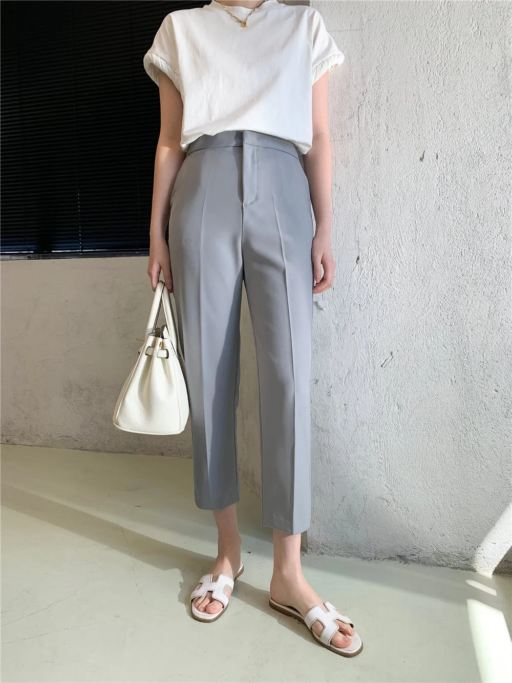 Cropped Pencil Pants (ready stock in grey (M/fits S)