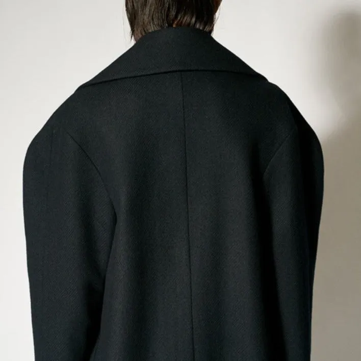 Dark navy structure signature avant-garde half coat