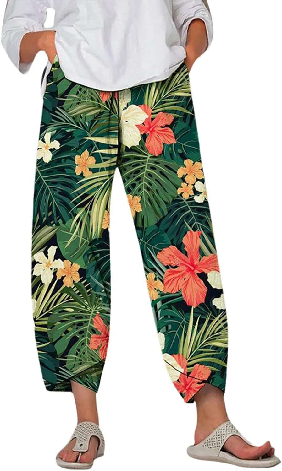 DressBetty - Capri Dandelion Pants for Summer Beach Elastic Waist Cropped Pants