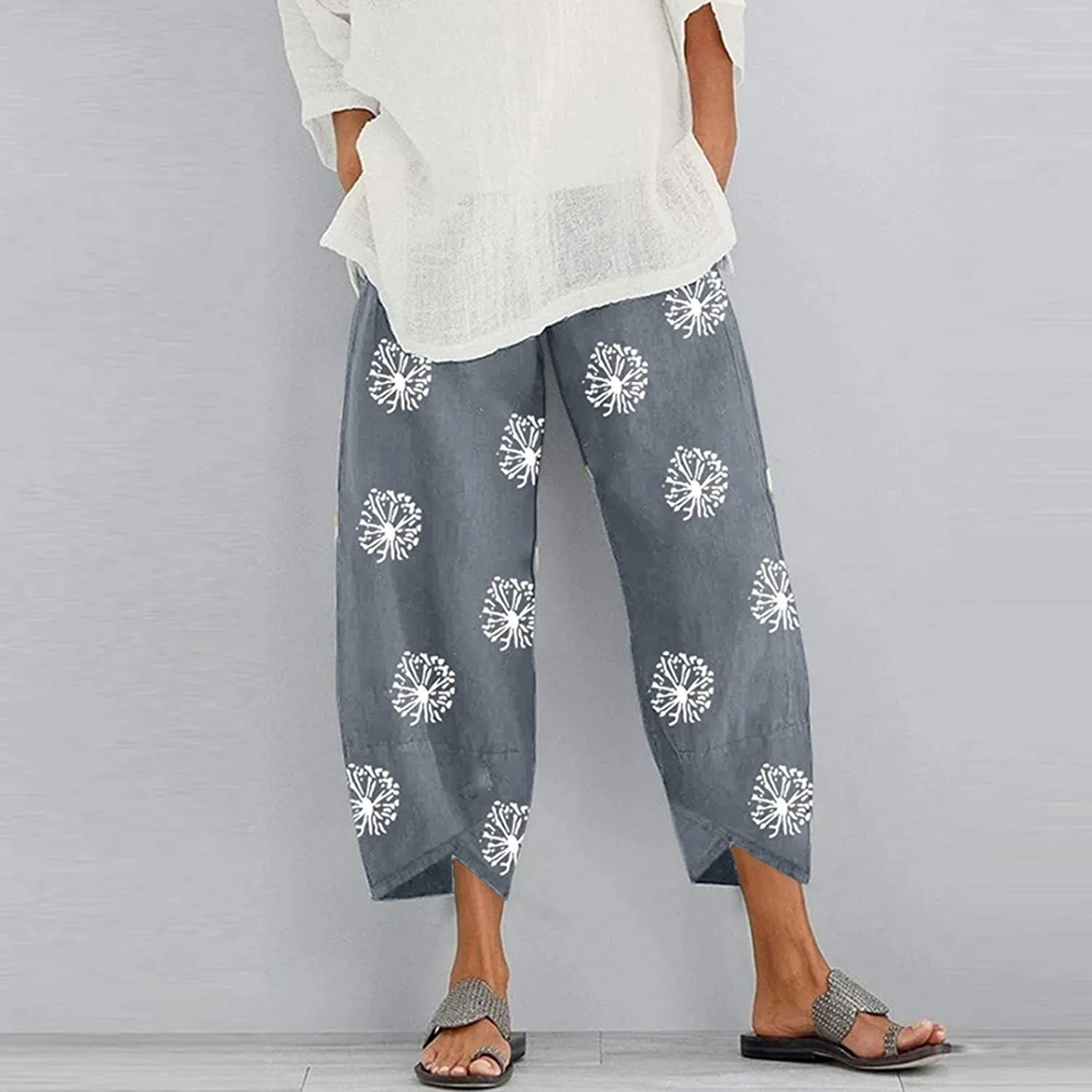 DressBetty - Capri Dandelion Pants for Summer Beach Elastic Waist Cropped Pants