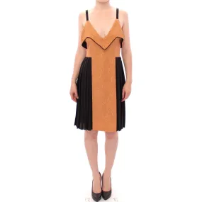 FILOS Silk Bronze & Black Sleeveless Sheath Dress