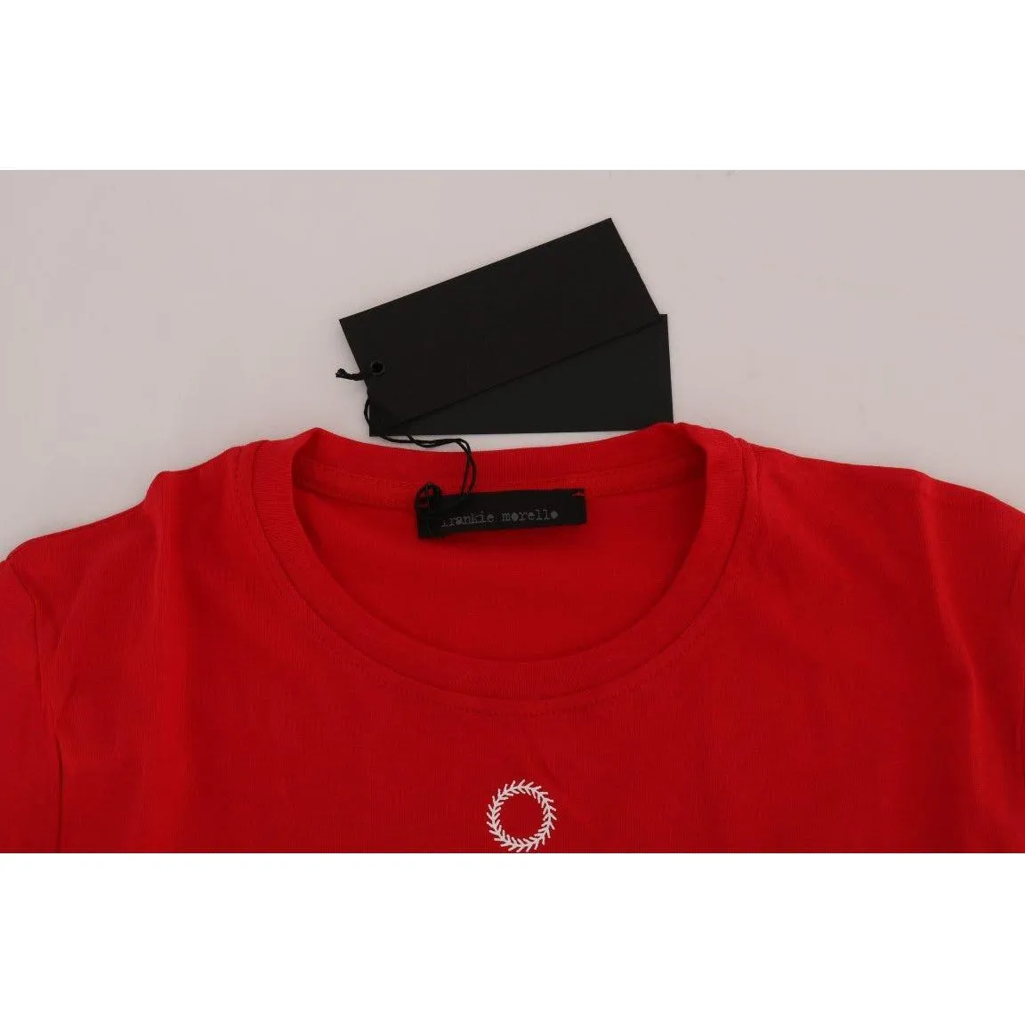 Frankie Morello Chic Red 'RIDERS' Motive Crewneck Tee