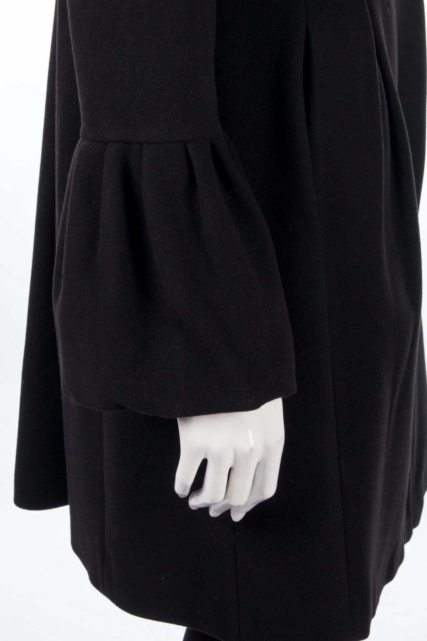 Icon Coat Black Mid Length with Fabulous Collar Fr Size 40 UK 12