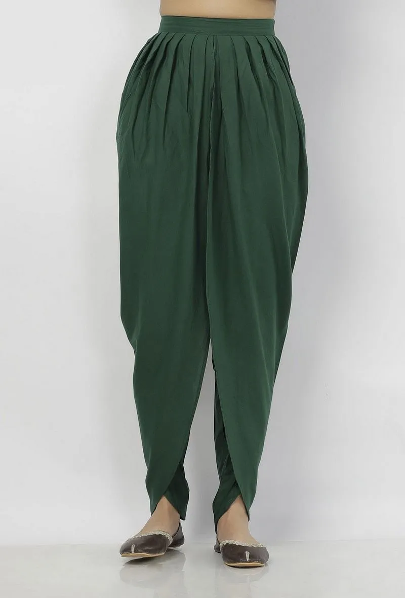 Irvin Plain Bottle Green Cotton Dhoti